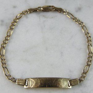Kids Vintage Estate 14k Yellow Gold Chain Link ID Bracelet 2.7g E925